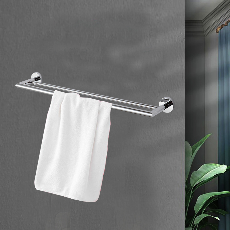 TMA12B Stainless Steel Brushed Towel Bar Bathroom Towel Rack with Double Towel Holder and Rail for Home Hotel Bathroom