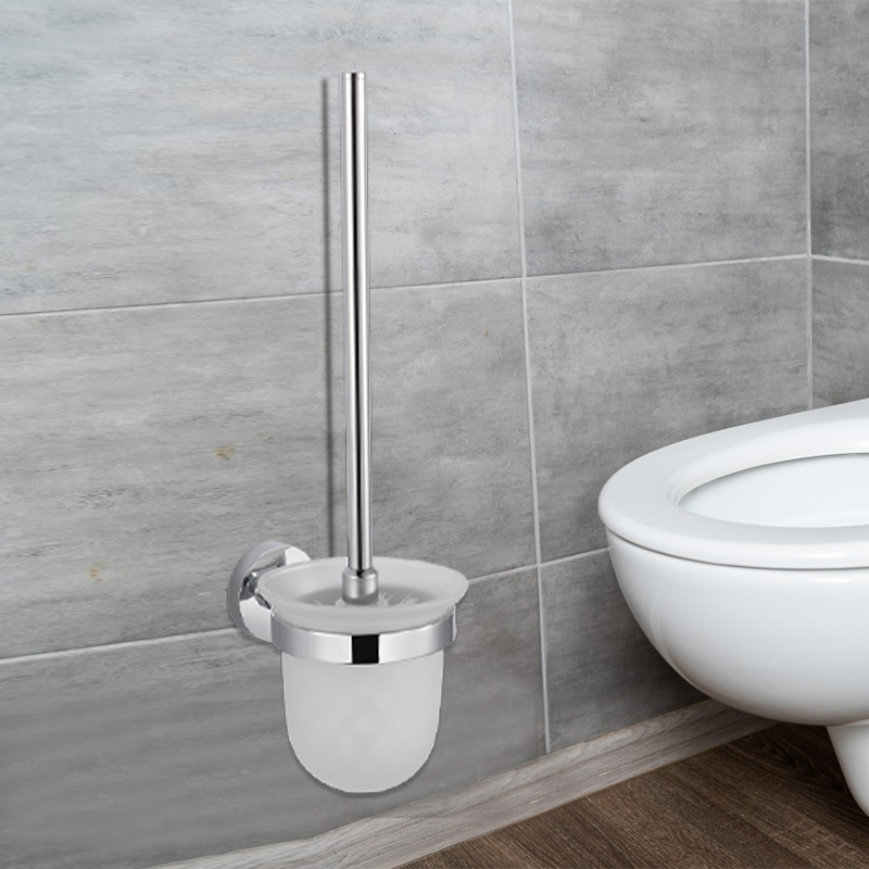 TMA60B  Modern Simple Style Bathroom Accessory 304 Stainless Steel Handle Plastic Oval Toilet Cleaning Brush with Holder