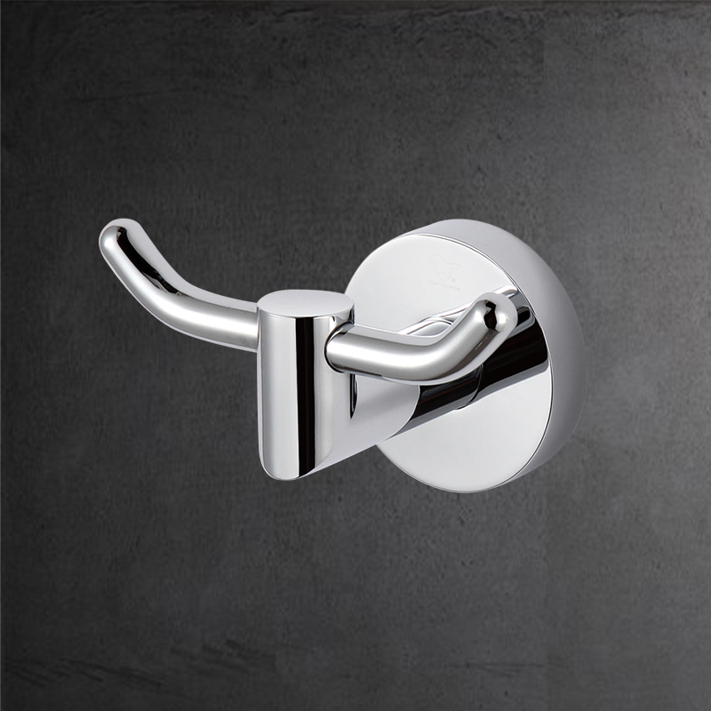 TMA32 Stainless Steel Household Self Metal Towel Double  Hooks Wall-mount Stainless Steel Clothes Robe Hook for Bathroom