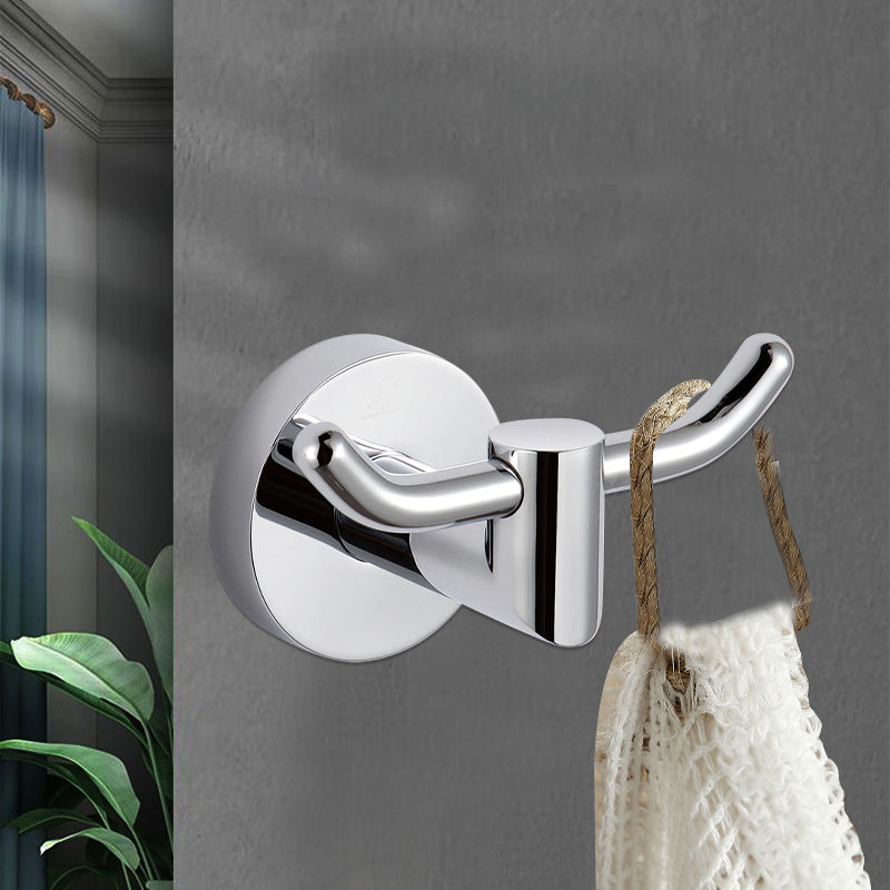 TMA32B Stainless Steel Household Double Coat Hook Metal Hooks Wall Mount Stainless Steel Robe Hook for Bathroom
