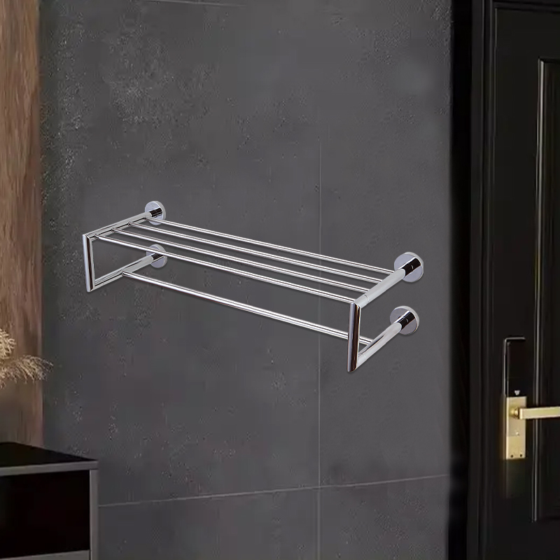 TMA04 Multifunctional Washroom Organizer Bathroom Towel Holder Racks Shelf Wall Mounted Polished Towel Storage Shelf