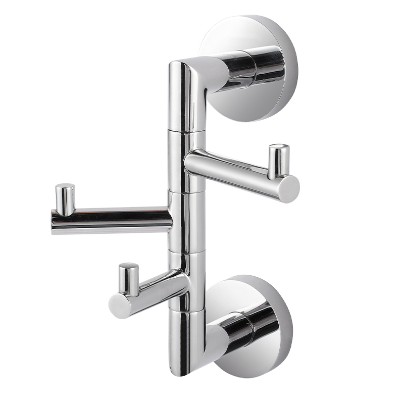 TMA33B Stainless Steel Wall Mounted Self-Adhesive Double Three Shower Hooks Wall Shelf Towels Clothes Hanger Hooks