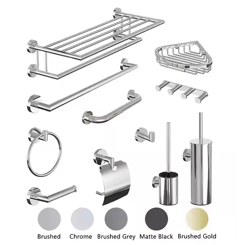 Factory Stainless Steel Chrome Complete Bath Hardware Bathroom Accessories Set for Hotel